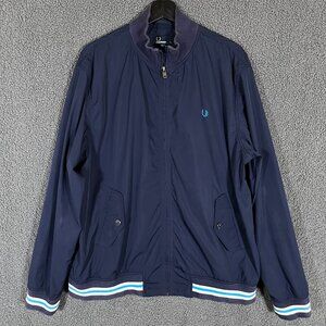 Fred Perry Nylon Full Zip Bomber Jacket - Men's Size XL - Blue